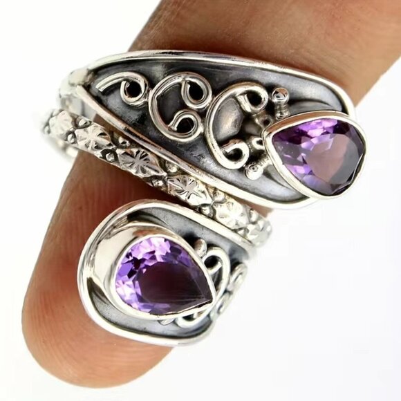 Boho and Bling Faux Gemstone Adjustable Statement Spoon Ring (Red) #1345 - Picture 8 of 16